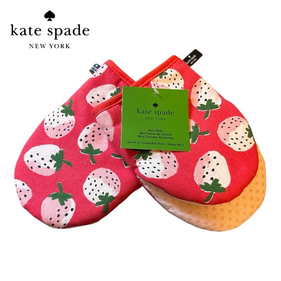 NWT Kate Spade Kitchen Mini Mitts with Strawberry Design - Picture 1 of 6